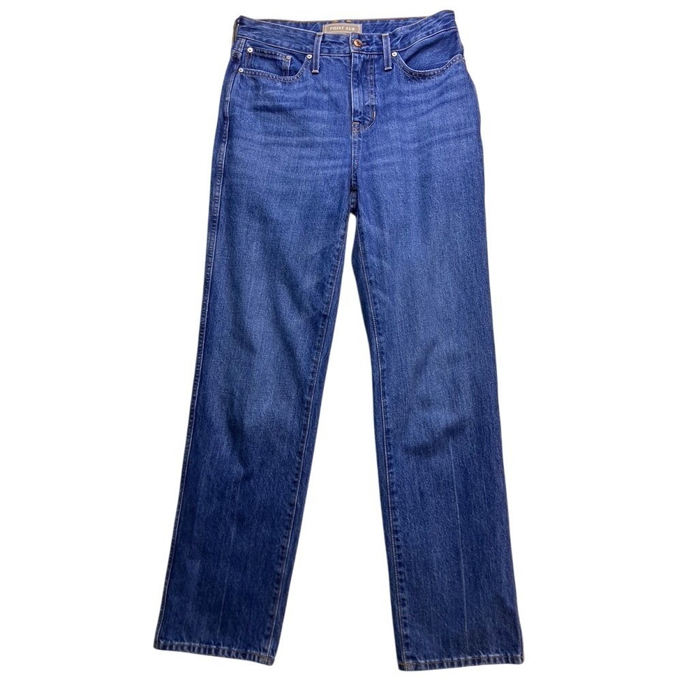 Point‎ Sur Straight Leg Jeans Womens 26 Blue High Rise Cotton BS185 Denim